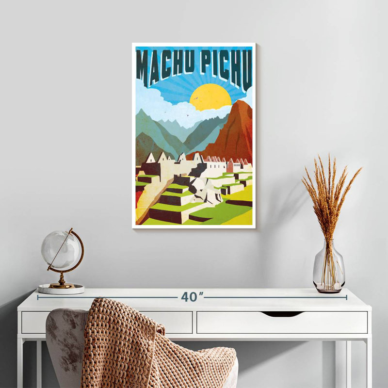 Affiche rétro du Machu Picchu, H 24 po x l 16 po