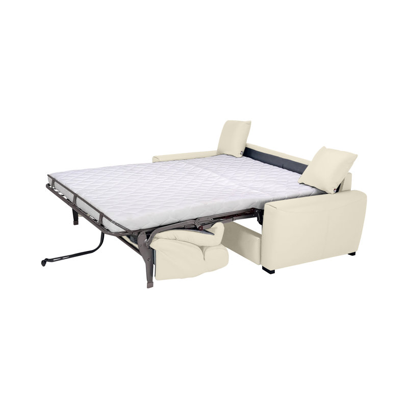 Canapé-lit en cuir grainé italien de 85 po avec matelas en mousse viscoélastique Capozzi