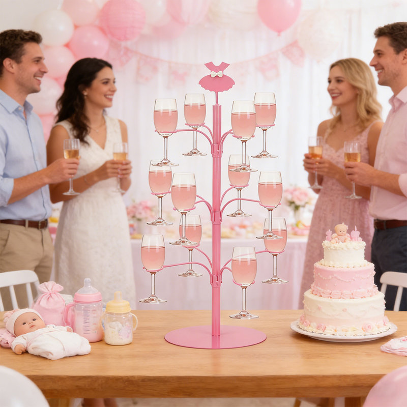 Tour à champagne, porte-verres à vin, support à arbre à cocktail pour boissons avec base robuste, étagère à champagne à 3 niveaux pour mariages, fêtes, décorations de fête de naissance