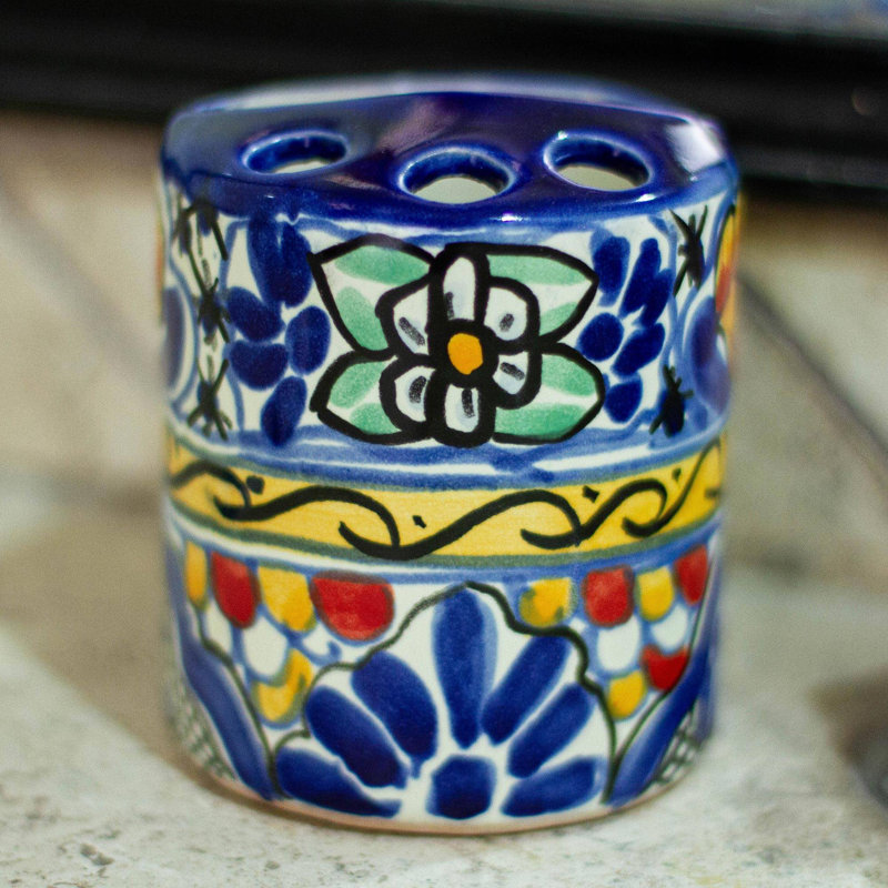 Porte-brosse à dents fleur de cobalt