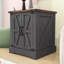 Table d'appoint en bois avec portes de grange, tablette réglable et station de charge-1363072335