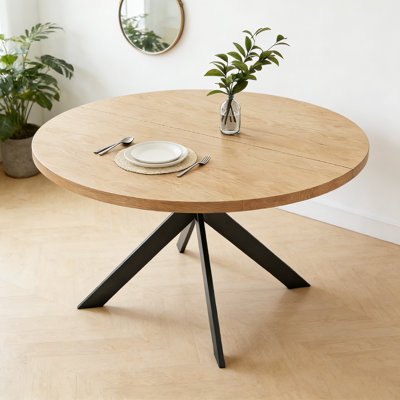 MDF Round Dining Table with Carbon Steel Legs