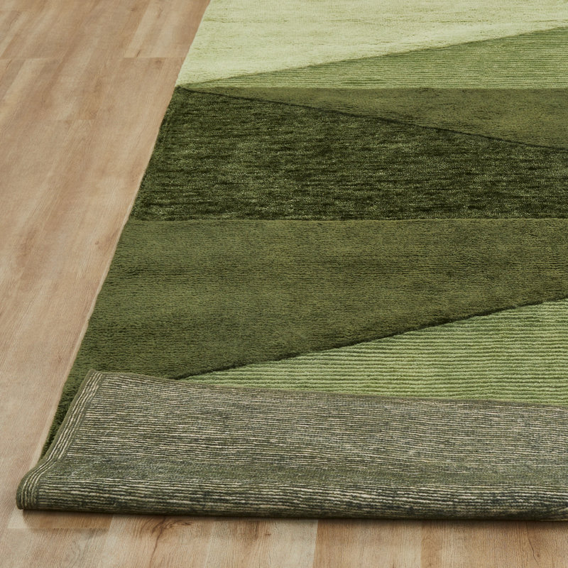 Arlo Hand Tufted Wool Geometric Area Rug in Green, 8'6" x 11'6"