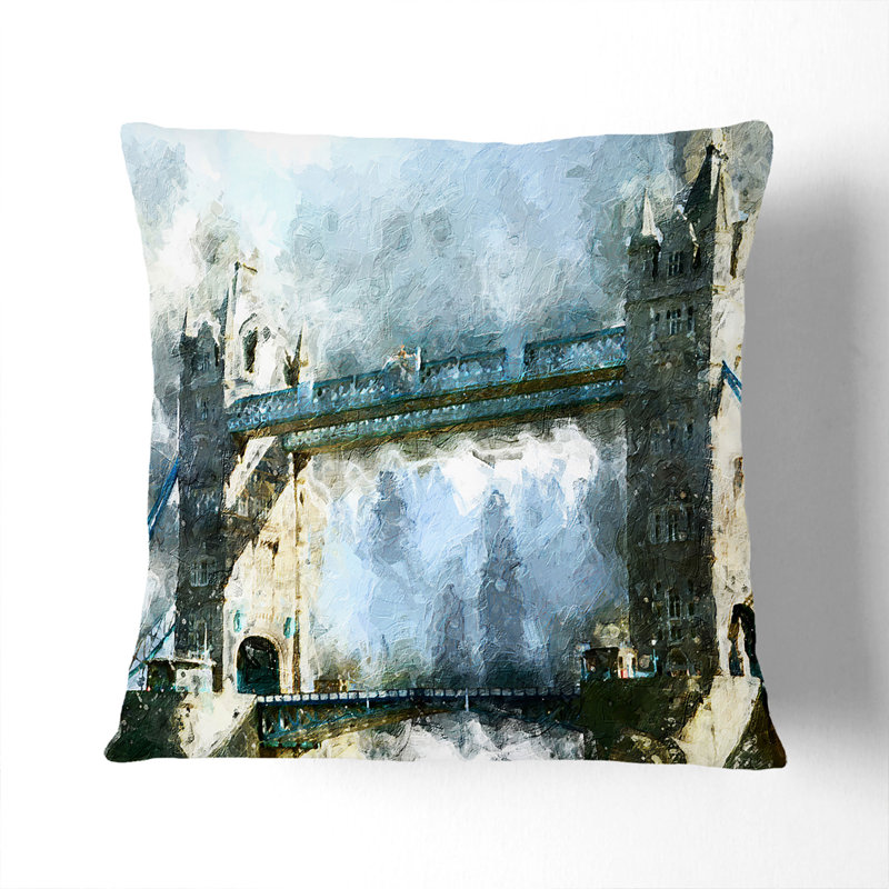 Tower Bridge in London Cushion with Filling, Black, 55cm H x 55cm W x 20cm D