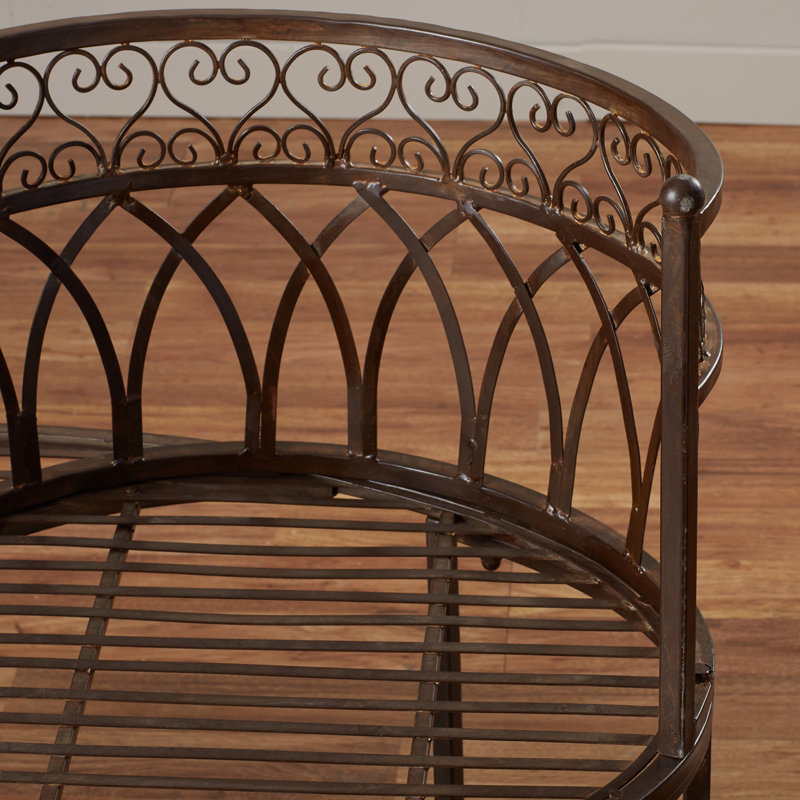 Banc tête-à-tête en fer Yelverton, Brun rustique
