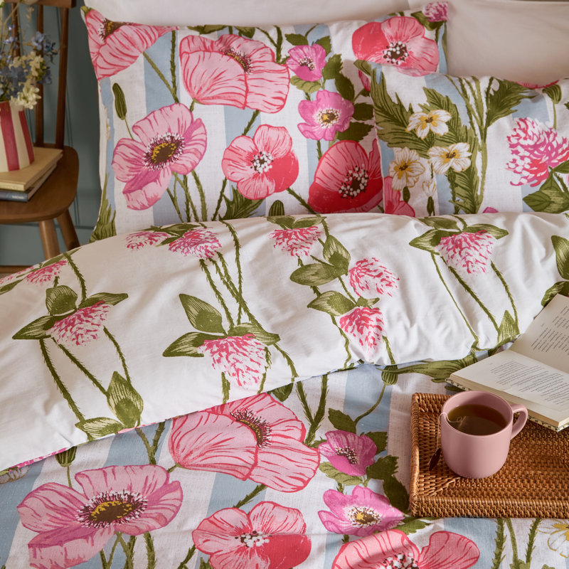 Poppy Trail Floral Duvet Cover Set with Pillowcases Included, Single Duvet Cover + 1 Standard Pillowcase