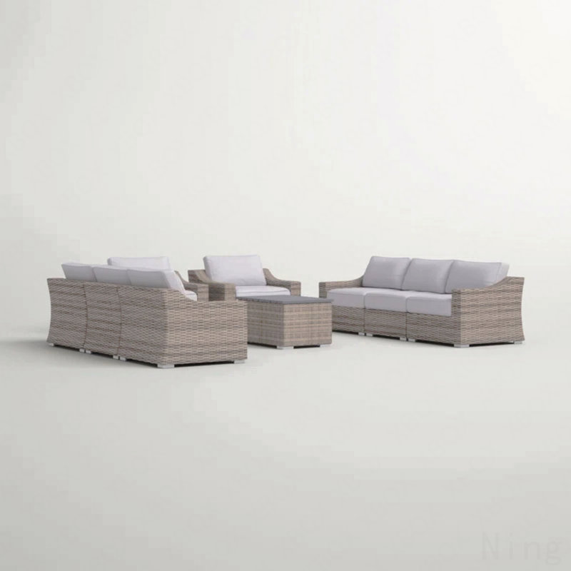 All-Weather Wicker 8-Piece Patio Sectional Set – Pre-Assembled With Cushions