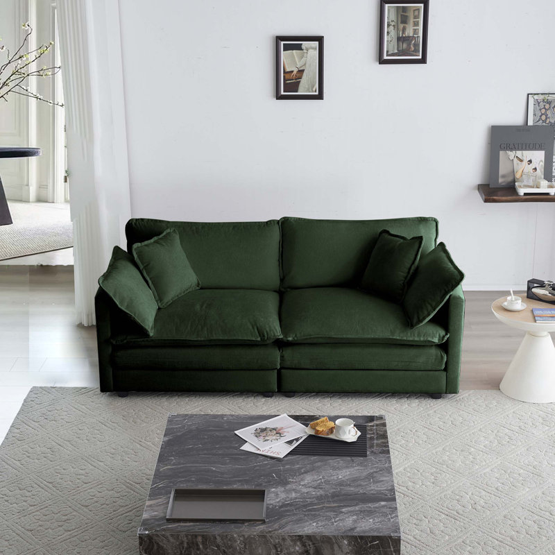 Canapé moderne en tissu pour causeuse pour le salon, canapé 2 places à assise profonde de grande taille avec 4 coussins en chenille