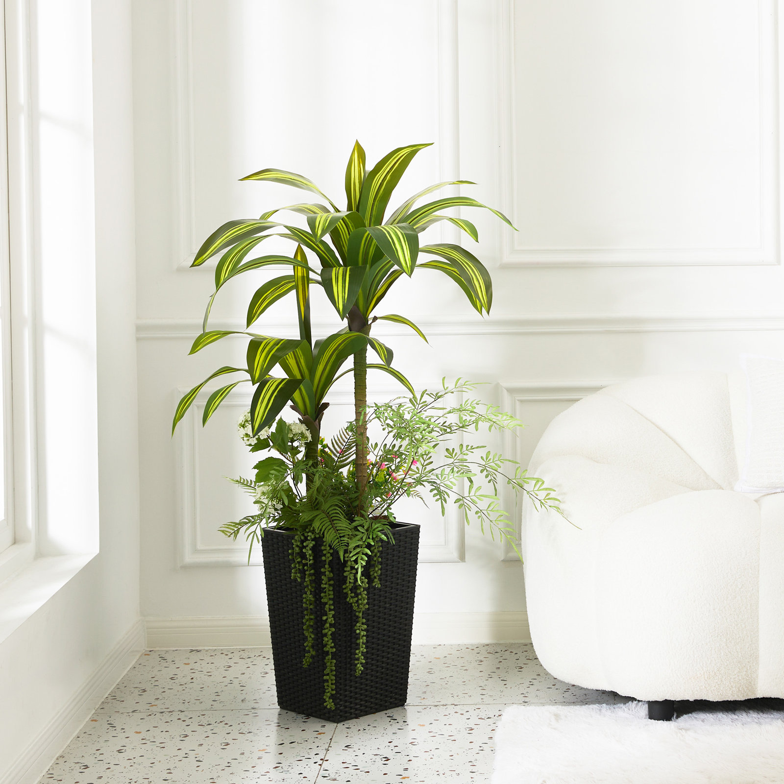 Adcock 48" Dracaena Tree in Decorative Vase, 1, Black