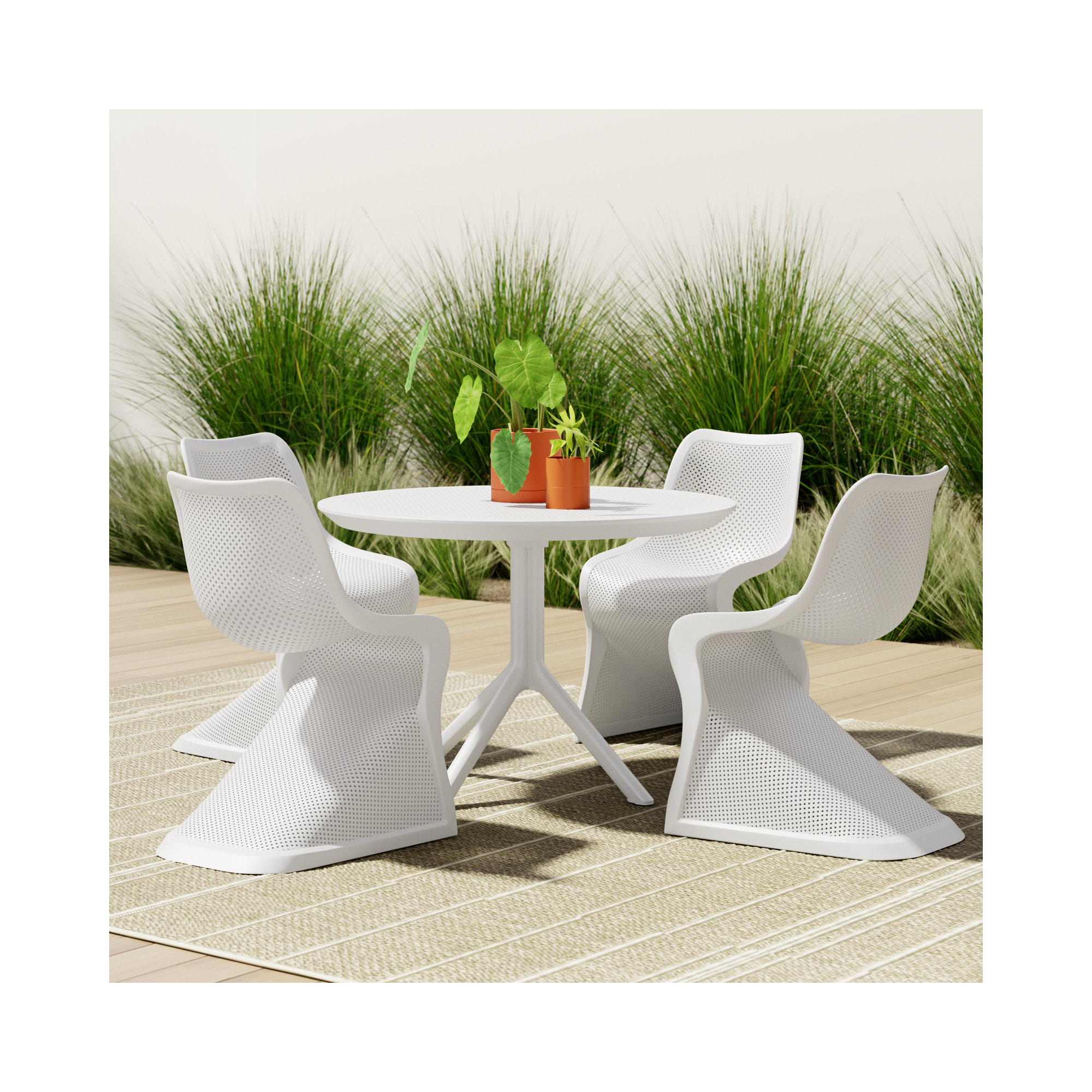Nassau 5 Person Dining Set, White