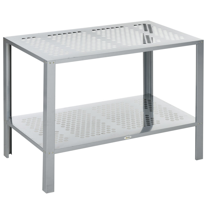 Ithaman 2-Tier Plant Stand Corner Shelf Greenhouse Staging Silver