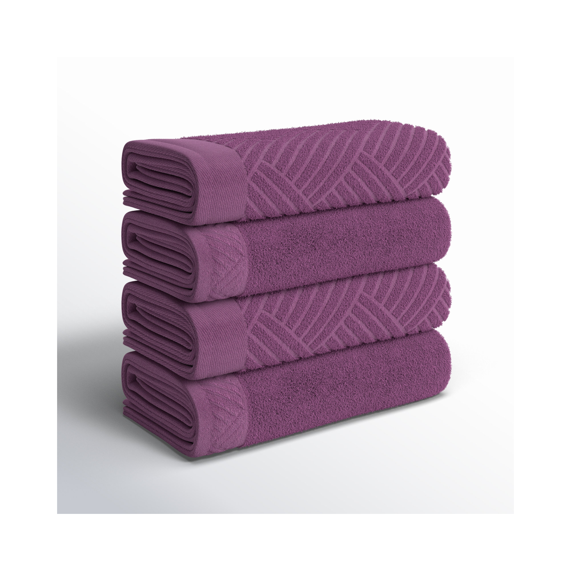 Osterley Certified Egyptian Cotton Jacquard And Solid Bath Towels, Majestic Purple