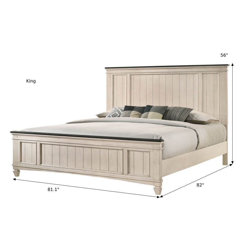 Ensemble de chambre à coucher Azmeena, 5 pièces : lit, table de chevet, commode, miroir, Très grand