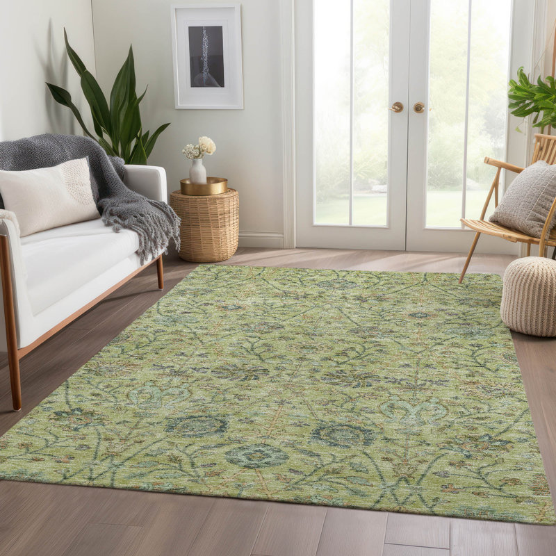 Machine Washable Indoor/Outdoor Chayden ACN1087 Mint Rug, Rectangle 2'6" x 3'10"