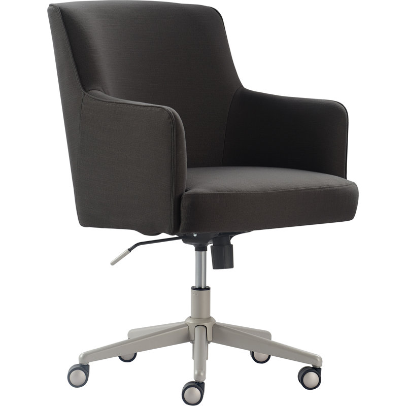 Chaise de bureau Tommy Hilfiger Belmont avec base en acier inoxydable et roulettes lisses, Gris