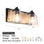 Luminaire de salle de bain à intensité variable Modern Farmhouse avec verre ensemencé et contre-plaque en placage de bois-179862210-176119489