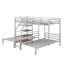 Lit superposé simple au-dessus de simple et simple en métal, structure de lit superposé triple avec tablettes de rangement et escalier-87746284