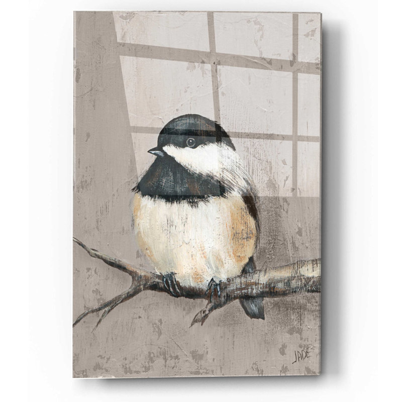«Winter Bird IV» par Jade Reynolds, art mural en verre acrylique, H 16 po x l 12 po x P 0,13 po