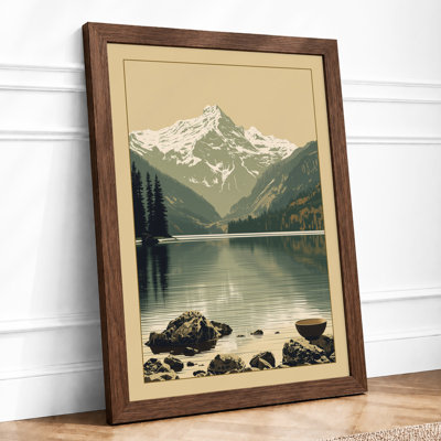 Mountain at Dusk Scandinavian - Framed Print