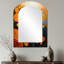 Fiery Fusion III - miroir mural en arc à collages abstraits, miroir décoratif asymétrique jaune-601303461