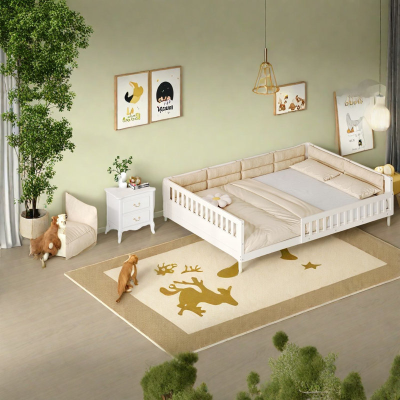 Lits doubles en bois durable, revêtus pour une maison familiale moderne