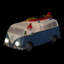Old Fashioned Transportation Gnome Retro Van with LED Headlights and Surfboard Garden Statue