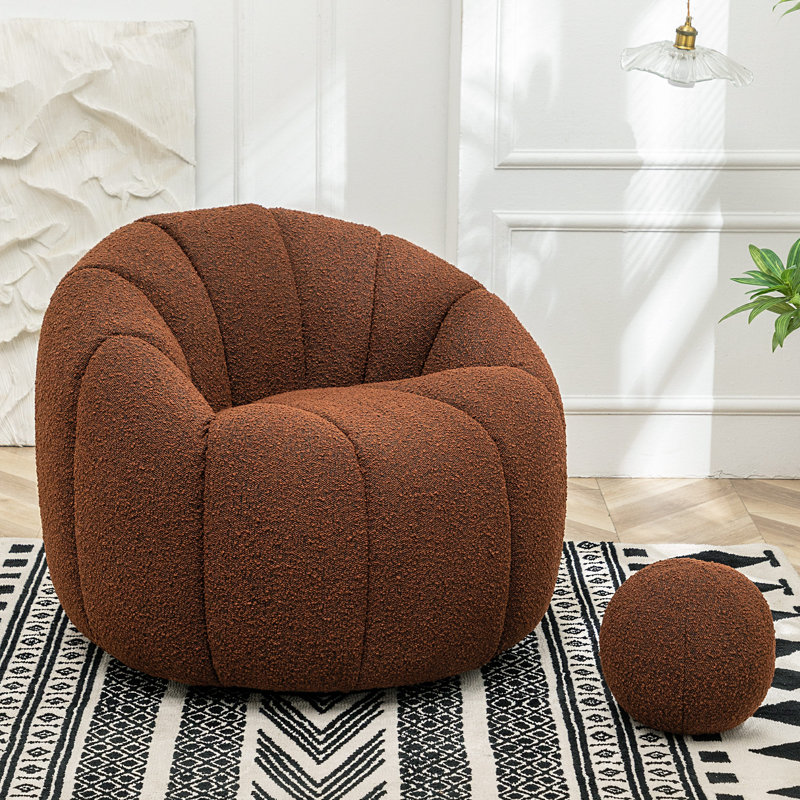 Fauteuil demi-tonneau pivotant 37 po, Mélange de polyester brun