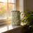 Ceramic White Pitcher Vase With Green Floral Pattern