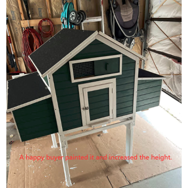 Large Brown and White Wooden Chicken Coop with Nesting Boxes