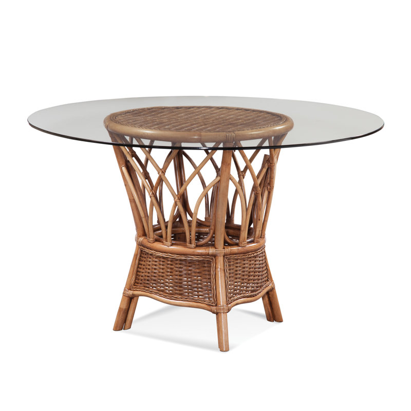 Everglade Round Glass Dining Table, 29.5" H x 48" W x 48" L, Havana