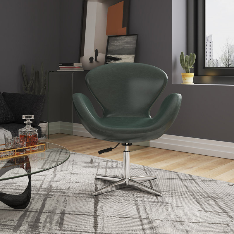 Fauteuil ballon pivotant rembourré en laine Raspberry, Vert forêt