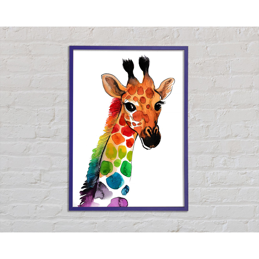 Regenbogen Giraffe - Einzelner Bilderrahmen Kunstdrucke