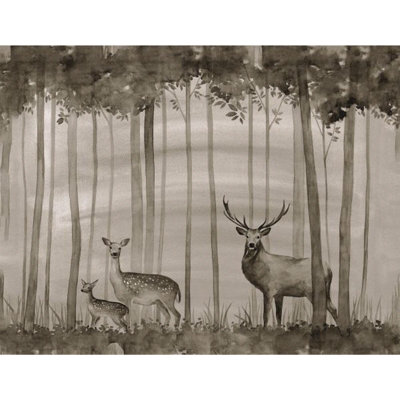 «Deer Family in Trees» par Sara Brown - Peinture