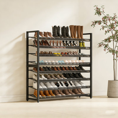 Industrial Narrow Shoe Storage Rack Tower – Freestanding Entryway Organizer With Durable Metal Shelves & Small Table Top