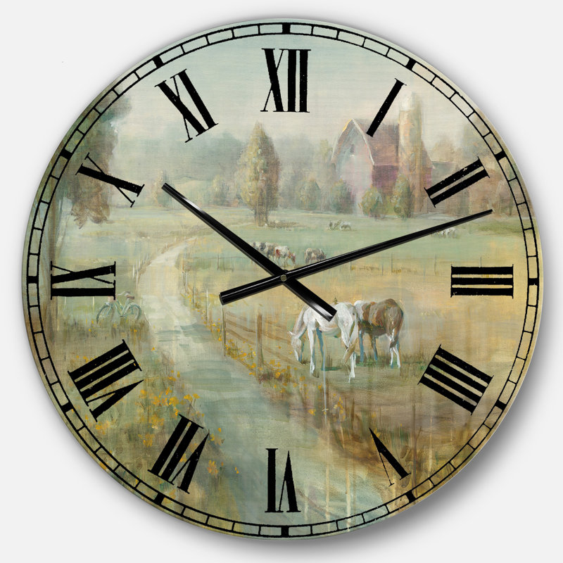 Horloge murale Tranquil Country Field - Farmhouse, Moyenne