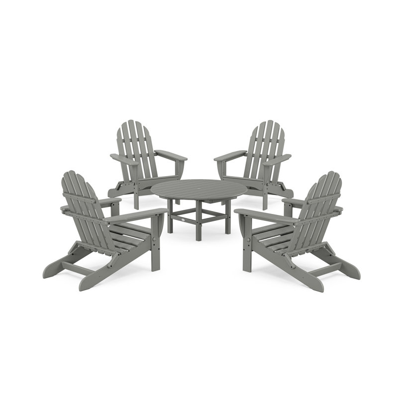 Ensemble de conversation POLYWOOD Classic Adirondack 5 pièces, Gris ardoise