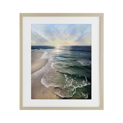 Tranquil Shoreline with Soft Light Framed Print Under Glass, design by Mike Calascibetta