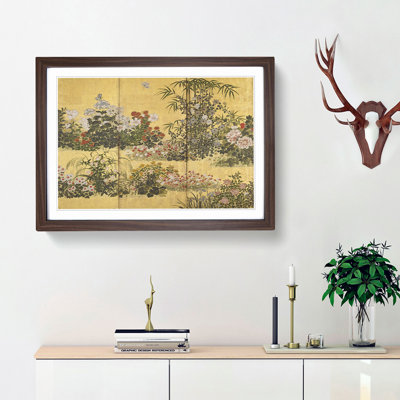 Flowers and Butterflies by Tawaraya Sotatsu - Framed Print