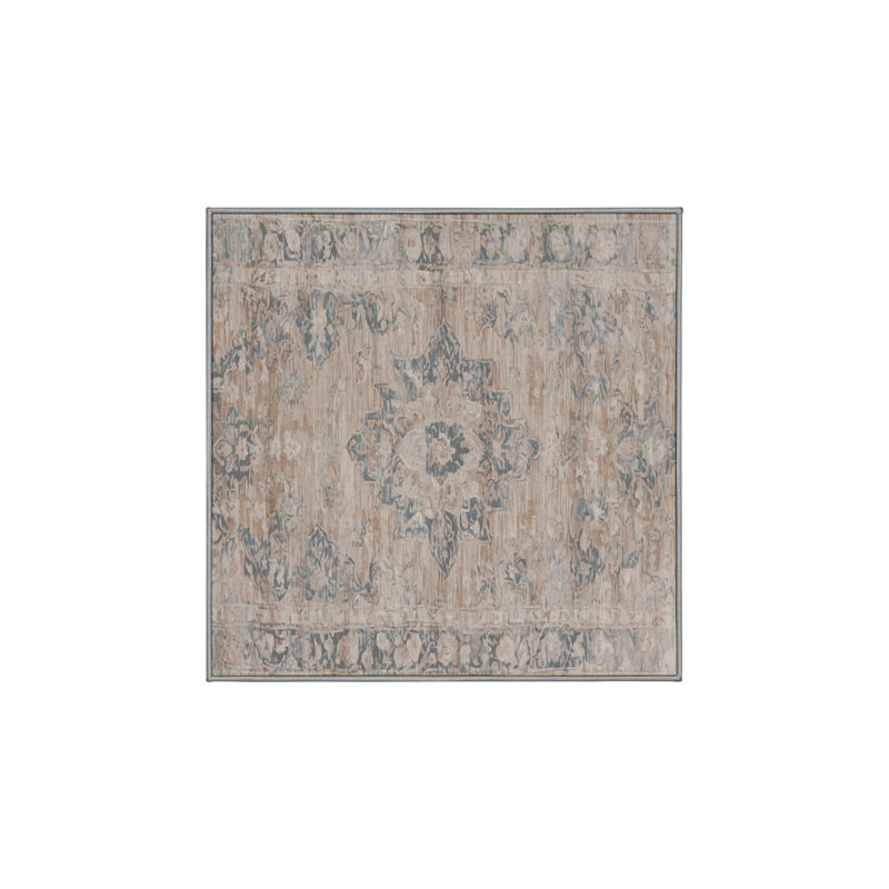 Machine Washable Gray Area Rug, Square 6'
