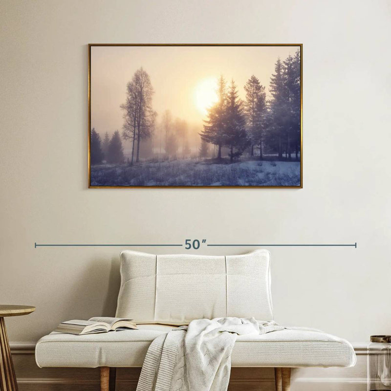 Aube d'hiver, Cadre flottant doré, 40 po x 27 po