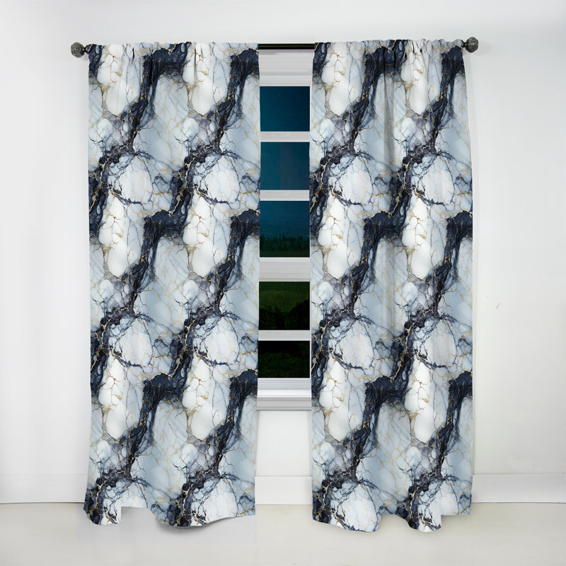 Gold Timeless Marble Classic Delights IV - Abstract Marble Curtain - Velvet Room Darkening - 1 Panel, 52" W x 90" L