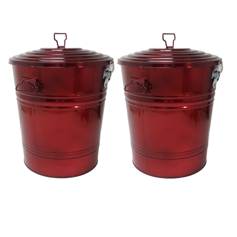 Poubelle en métal Verona, 18 Gal, H 19 po x l 15 po x P 15 po, Rouge glacé