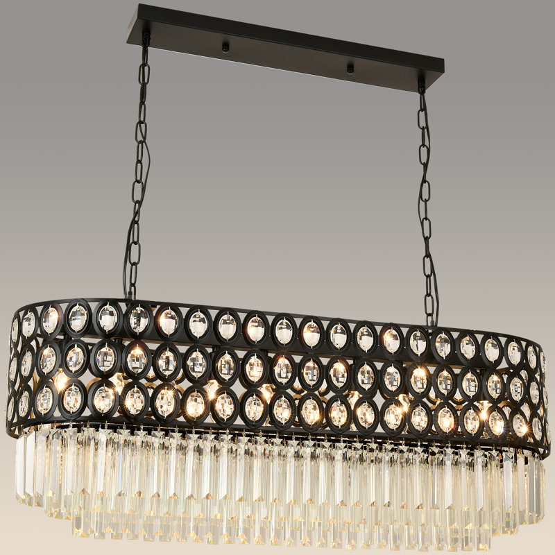 Lustre gradué à niveaux 10 lumières Galiano, Noir mat