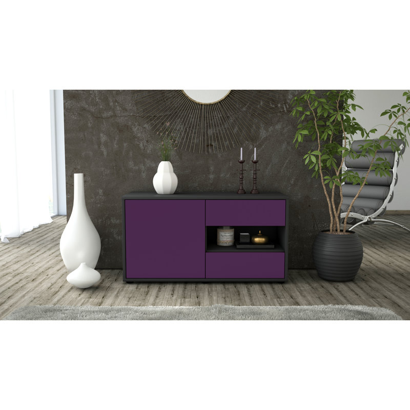 Dallin 92 cm W Chest of 2 Drawers, Purple / Matte Anthracite
