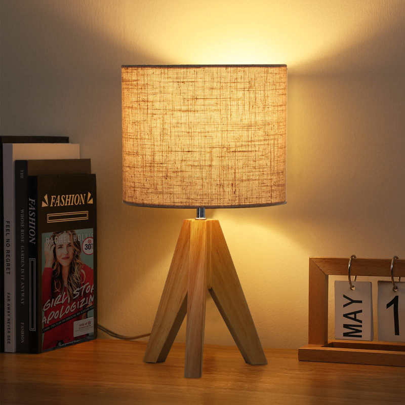 Riverton Wood Tripod Lamp, Beige