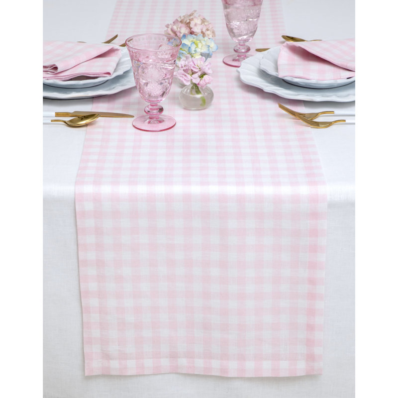 Gingham Check - 100% Pure Linen Tablecloth, Multicolor, 108" x 60"