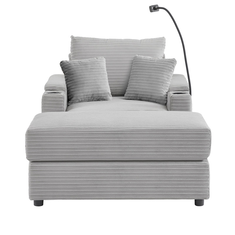 Simple de 41,7 po de diamètre avec deux ports, deux porte-gobelets et un siège confortable pour le salon, un porte-téléphone et un coussin amovible