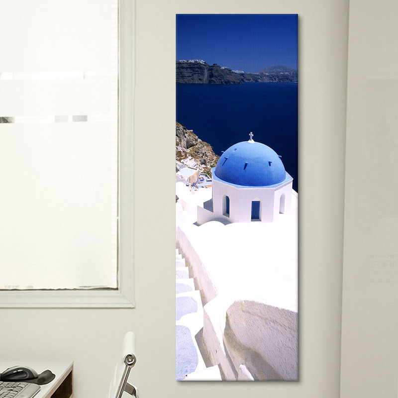 Oia, Santorini, Cyclades, Grèce - reproduction de photo sur toile, H 60 po x l 20 po x P 1,5 po, Toile tendue