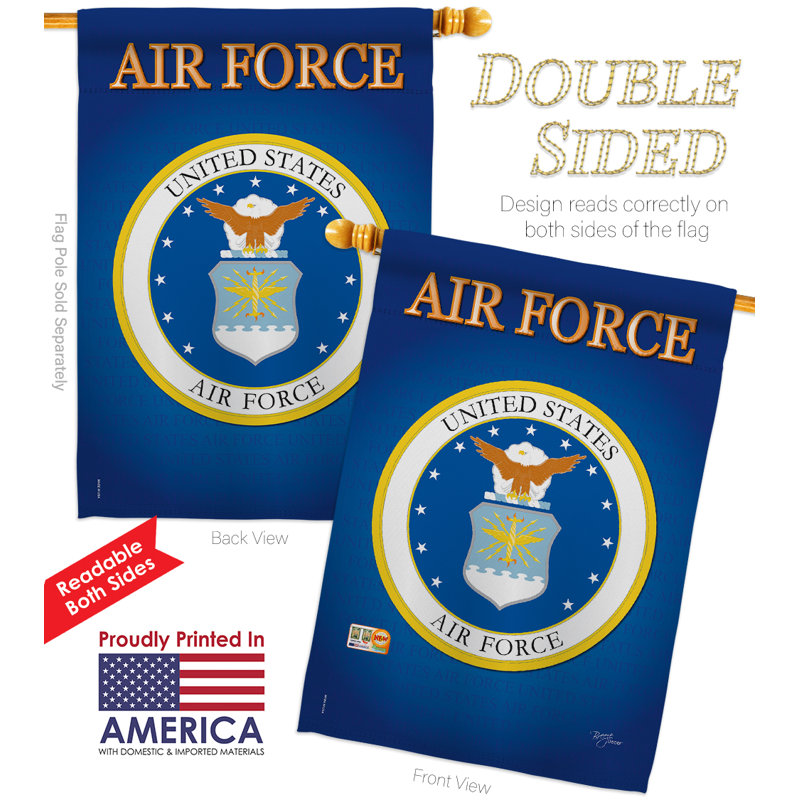 Polyester à 2 côtés 40 x 28 po air force drapeau maison