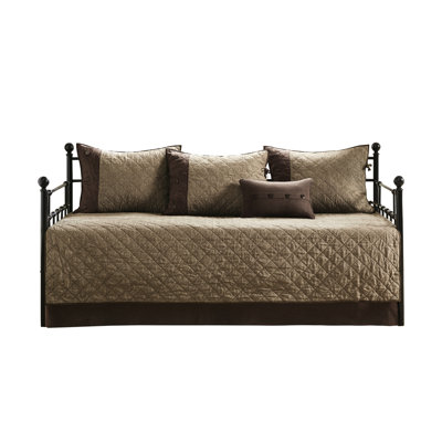 Twin Size Daybed Bedding - Brown, Faux Suede, Rustic Charm